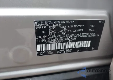 2023 Toyota Venza Limited из США, поврежденный, VIN JTEAAAAH3PJ134707